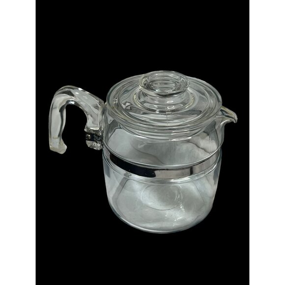 Pyrex Vintage Glass Coffee Percolator 7756 6-Cup With Lid Flameware Handle - Picture 7 of 13